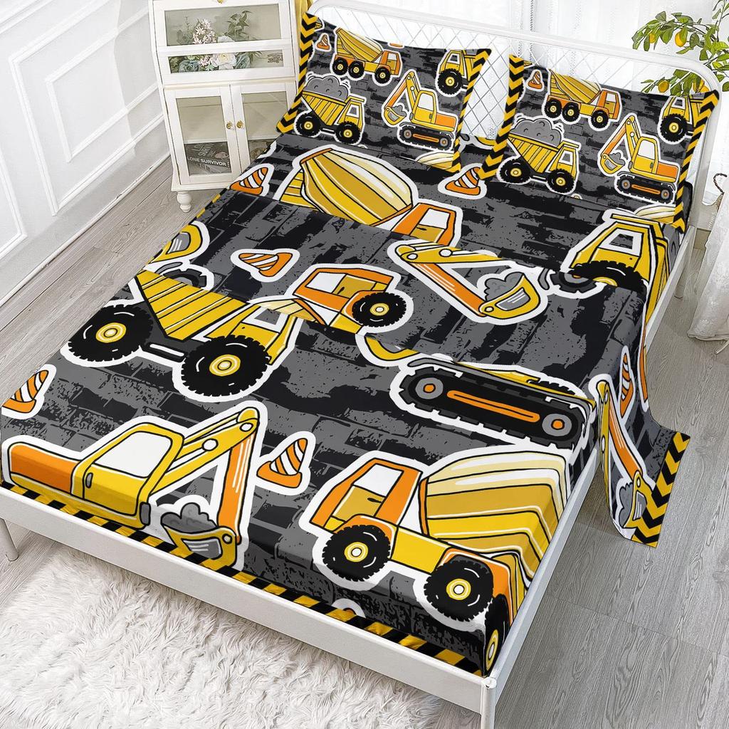 Cartoon Animal Little Dinosaur Pattern Bed Hat Four-Piece Bedding Set Bedroom Dormitory Bedding Decoration