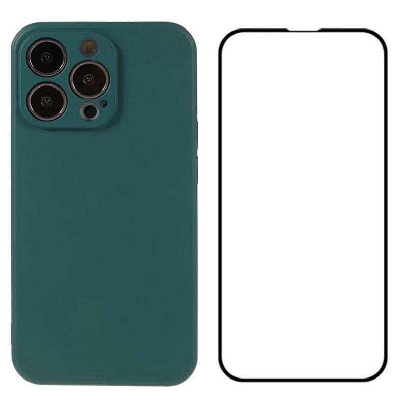 

For iPhone 13 Pro Max Case TPU Phone Cover with Screen Film (Precise Cutout) Army Green