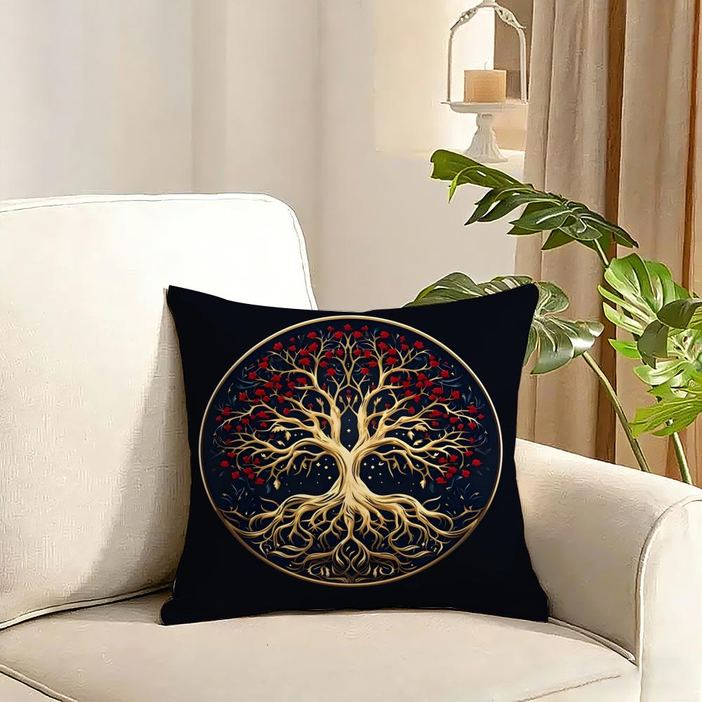 Tree of Life Cushion Cover Plant Floral Cushion Cover Reversible Plush Pillow Cover Soft Fluffy Home Decor for Sofa Bedroom