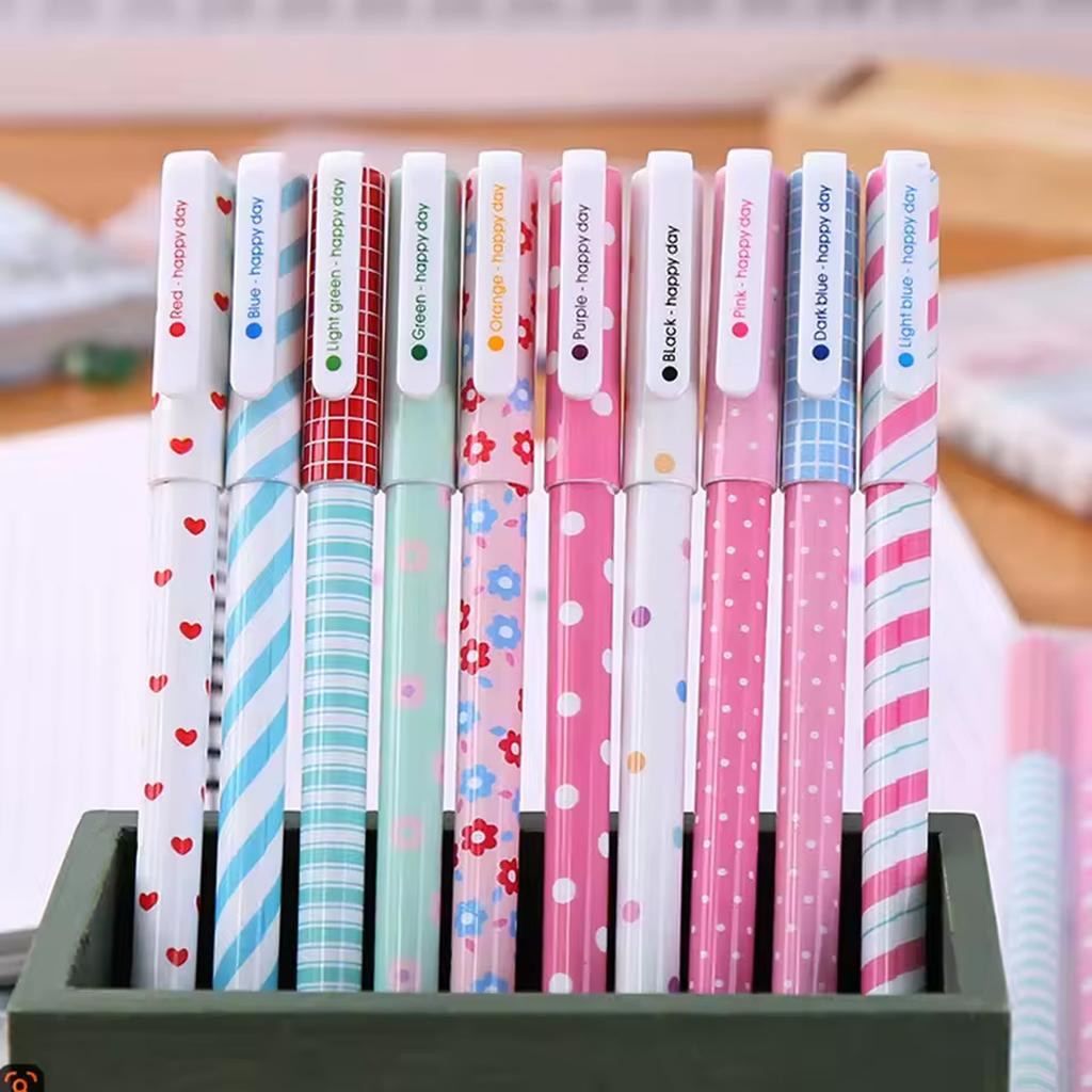 10 Pcs/Set Color Pen Flower Animal Starry Star Sweet Flora Colored Gel Pen 0.38mm Cute Pens for School Stationary