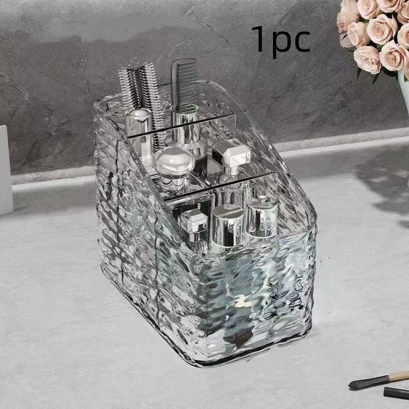 1pc/Acrylic Cosmetics Storage Box Desktop Compartment Organizer Box Trapezoidal Multi-Functional Beauty Storage Box 1pc
