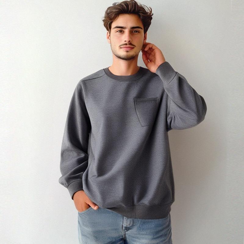 Men's Soft Crewneck Sweatshirt Breathable Crew Neck Pullover Outdoor Athletic Long Sleeve Sweatshirts Fall Warm Breathable Pullovers for Men