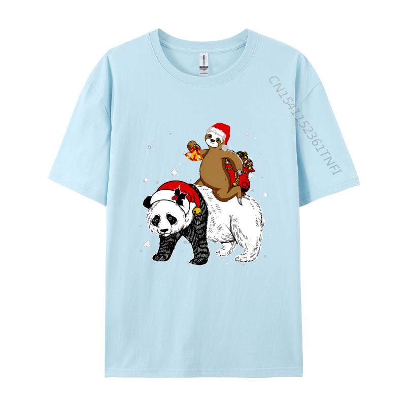 Santa Sloth Riding Panda Lover Funny Tshirts Tees Coupons Funny Tshirt Cotton Boy T Shirt Leisure Luxury T Shirt