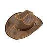 LED Luminous Cowboy Hat - Western Style for Men & Women, Large Brim Straw Sun Hat for Summer and Outdoor Performances