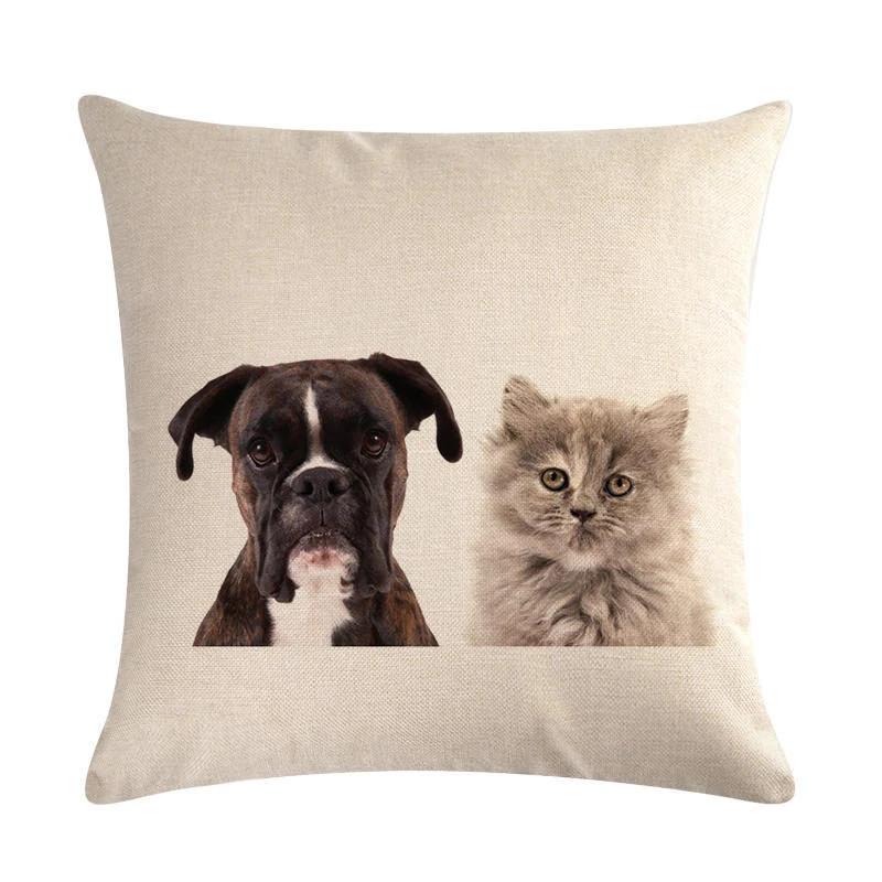 Mops Haustier Hund Muster Baumwolle Leinen Überwurf Kissen Kissenbezug Auto Haus Sofa Bett Dekorative Kissenhülle Funda Cojin
