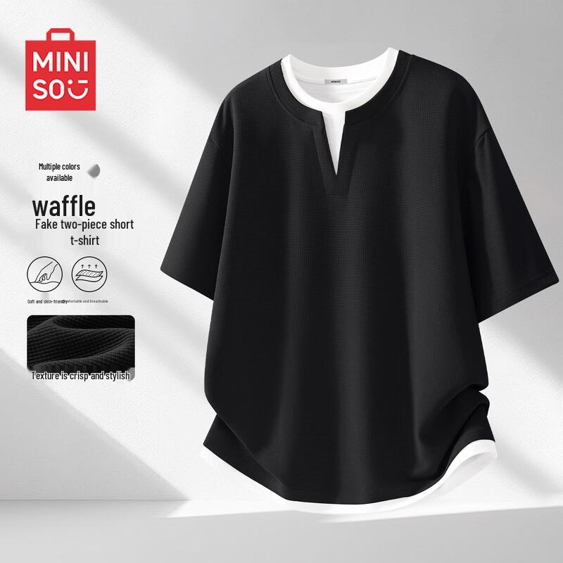 MINISO Men s Waffle Knit Short-Sleeve T-Shirt M