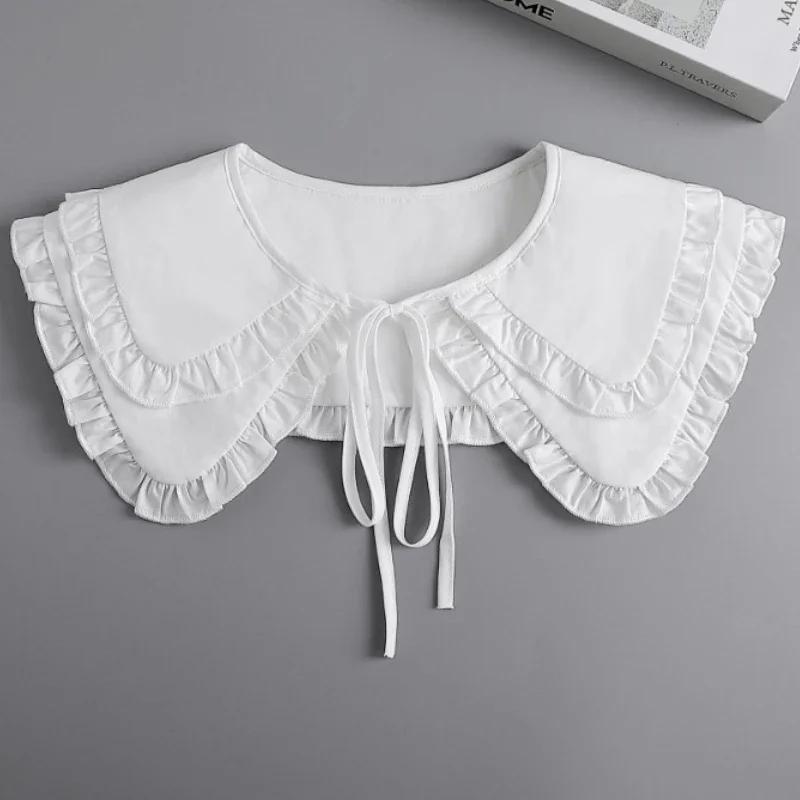Double Layered Doll Fake Collar for Women's Autumn Trendy Shoulder Wraps Shirt Detachable Collar Small Shawl False  Collar