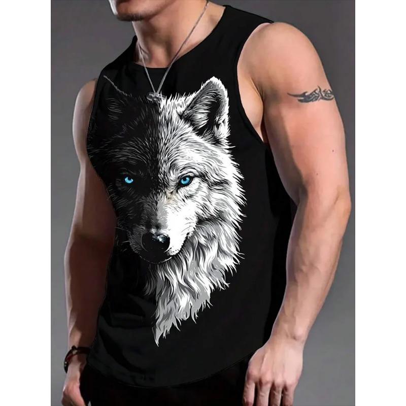 Camiseta sin mangas de verano con cuello redondo y estampado de animales en 3D para hombre, moda casual