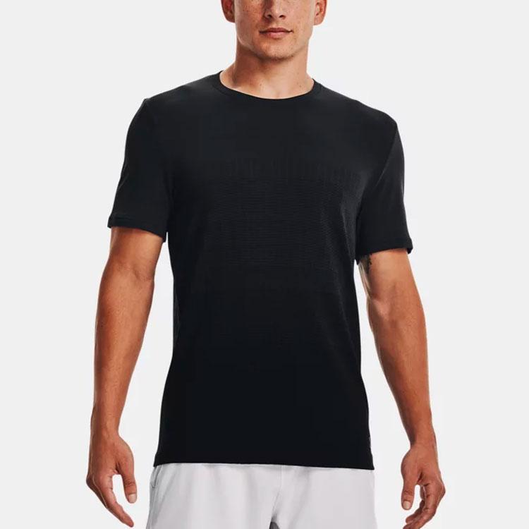 Under Armour Solid Color Crew Neck Pullover T-Shirt Men tops Black 1370442-001