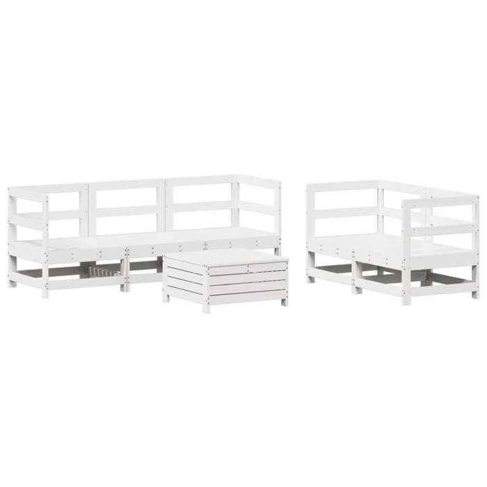 VidaXL Garden Lounge Set 6 Pcs White Solid Pine Wood, Outdoor Sofa Set, Garden Sofa Set, 3250805