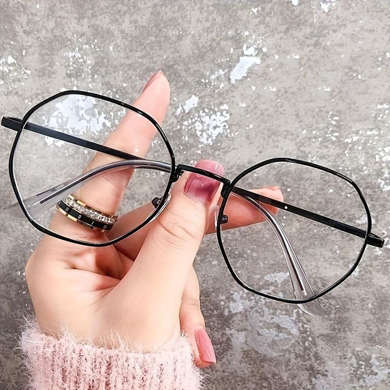 [Octagonal Polygon Frame Flat Mirror Glasses] Celebrity Octagonal Glasses Frame Personalized Polygon Anti-blue Light Flat Mirror