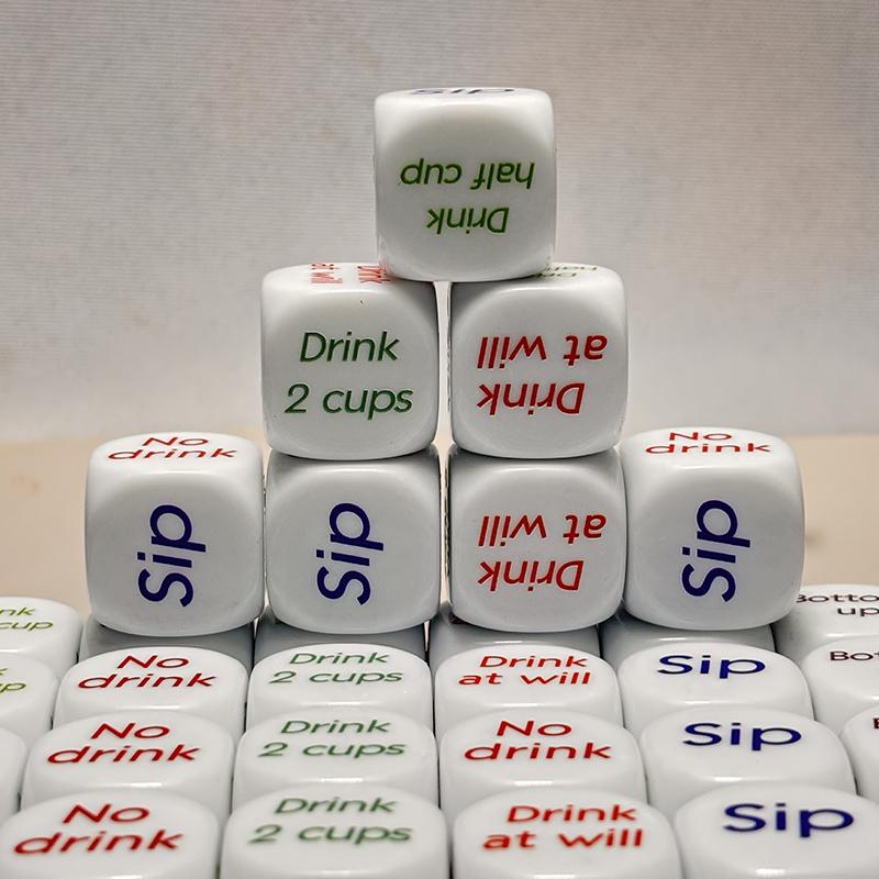Drinking Game Dice Drop Resistant Clear Printed Commands Smooth Surface for Cocktail Party Bachelorette Trip Game Props