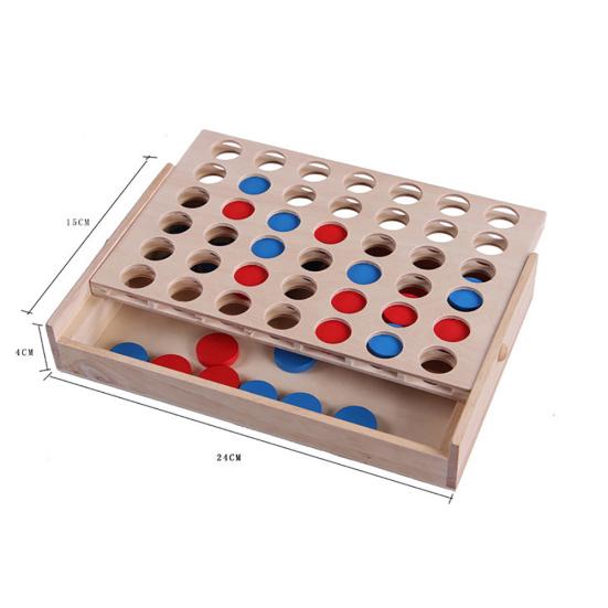 Connect Four In A Row Line Up 4 Wooden Board Game Kids Adult Intelligent Toy