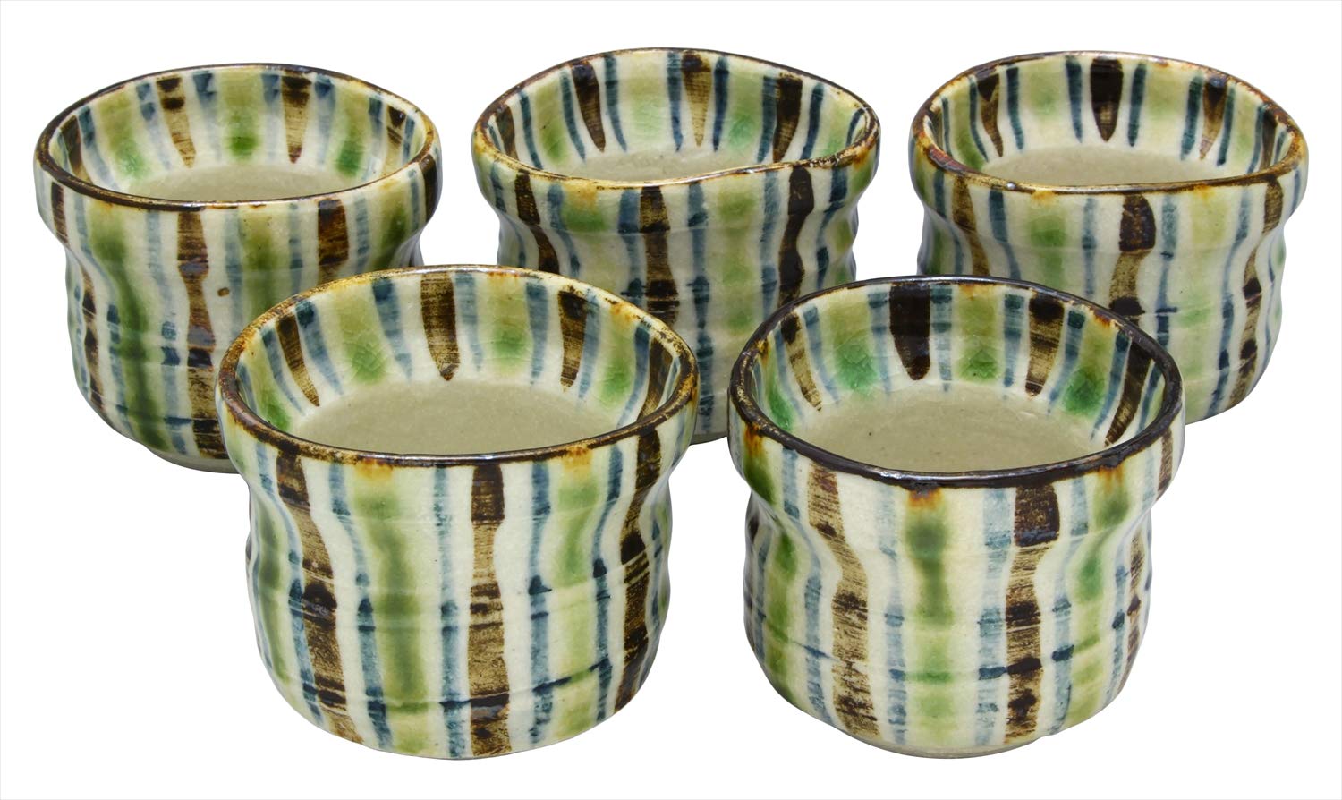 

Seto ware Oribe Tokusa teacups and approximately 7cm diameter x 110ml made in product number Nakajima Shiokusa design, teacups, 5.5cm height,