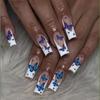 Uñas postizas brillantes con forma de ataúd, disponibles en 12 tamaños, 24 puntas de uñas francesas para decoración de uñas DIY.