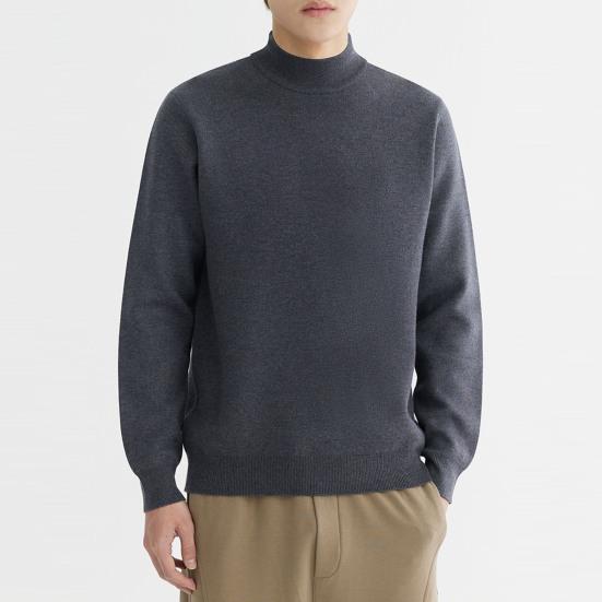 Höst Vinter Herrtröja Halvhög Krage Stickad Modal Tjock Elastisk Lång Ärm