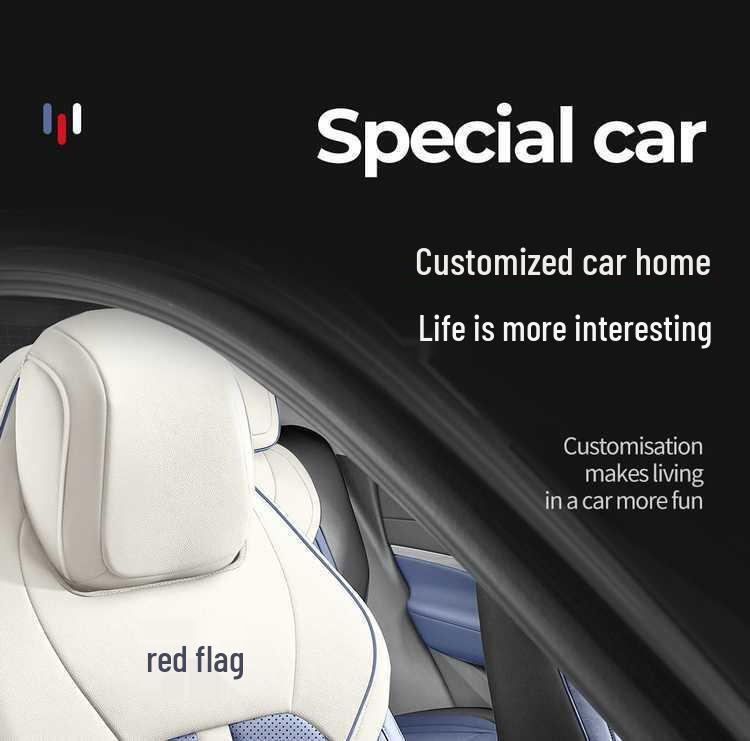 Red Flag HS3 Universal Leather Car Seat Cover: Breathable, Perforated, Four-Season Full Coverage Cushion