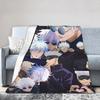 Jujutsu Kaisen Gojo Satoru Flannel Throw Blankets Anime Cool for Bedspreads Knitted Blanket Travel Lightweight Multifunction