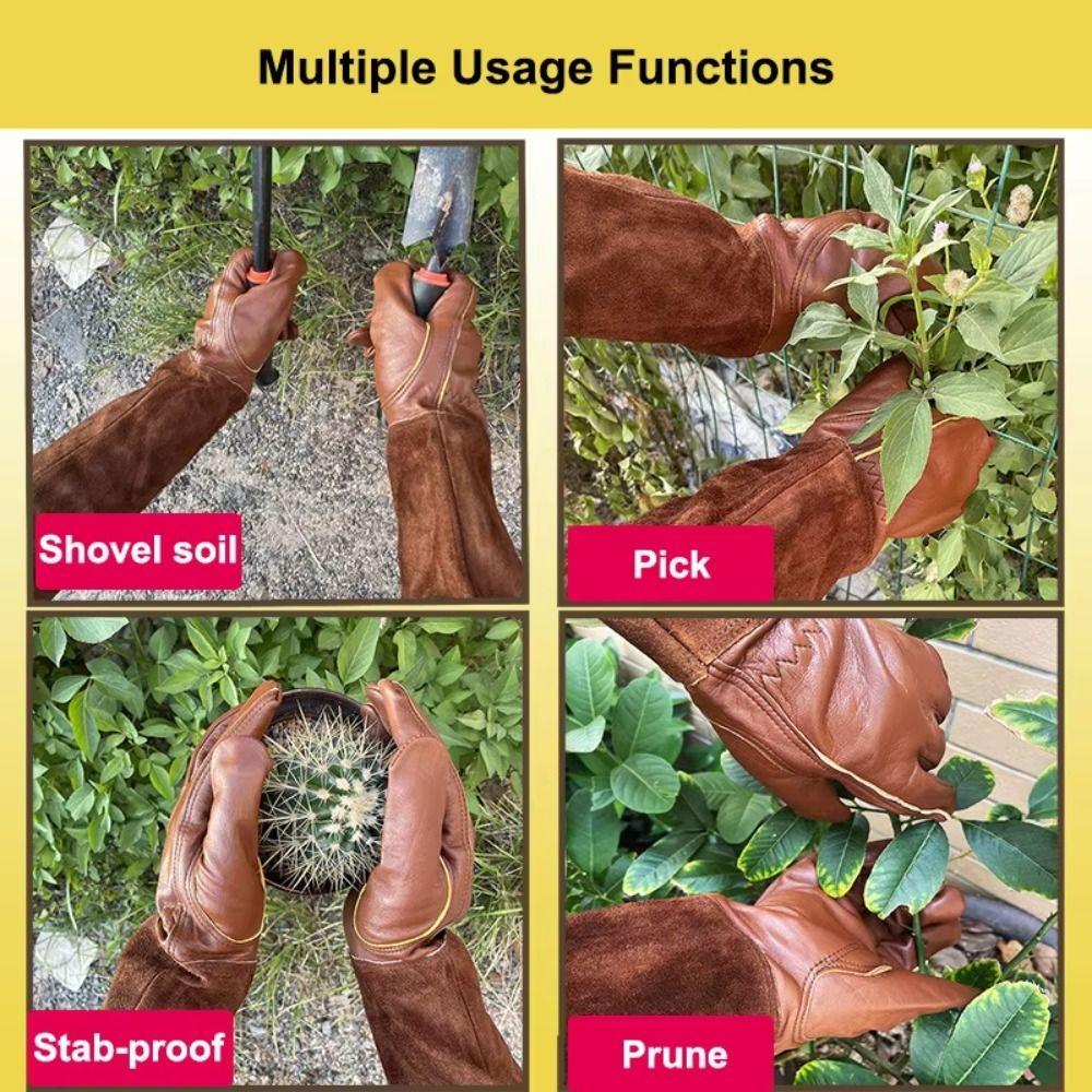 Coffee Gardening Gloves Long Sleeve Gardening Mitts Rose Pruning Winter Thermal Gloves  Worker