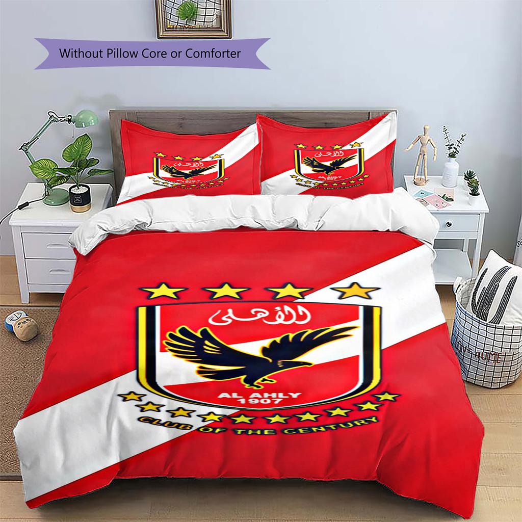 Al Ahly Pattern Bedding Set Quilt Cover Pillowcase Home Decor Gift (1 * Duvet Cover + 2 * Pillowcase, Without Core)