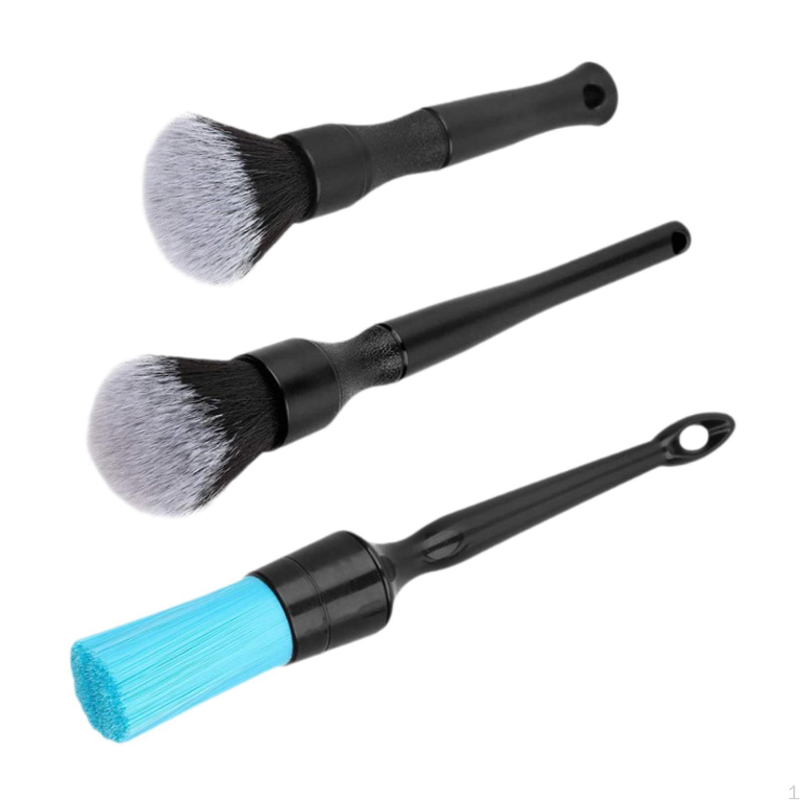 

3x Car Detailing Brushes Set Interior Exterior and Hard Detail for Engine Instrument