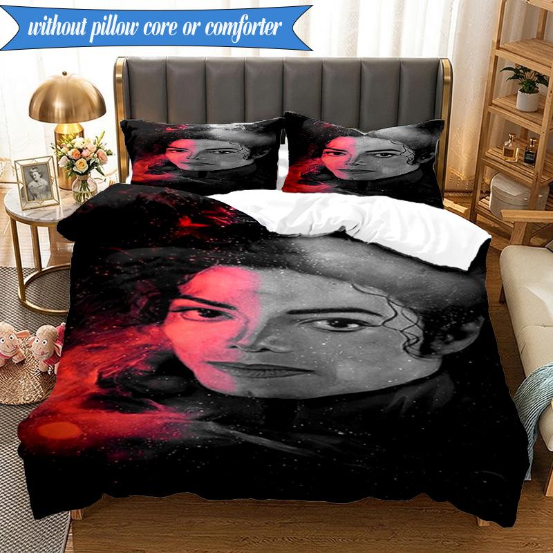 Metallic Hair Style Michael Muisc 3pcs K-pop Music Group Bedding set,Ideal for Bedroom, Dormitory,Including Duvet Cover And 2pcs Pillowcases,Fan Gift
