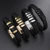 Men PU Leather Bracelet Magnet Buckle Bangle Birthday Gift