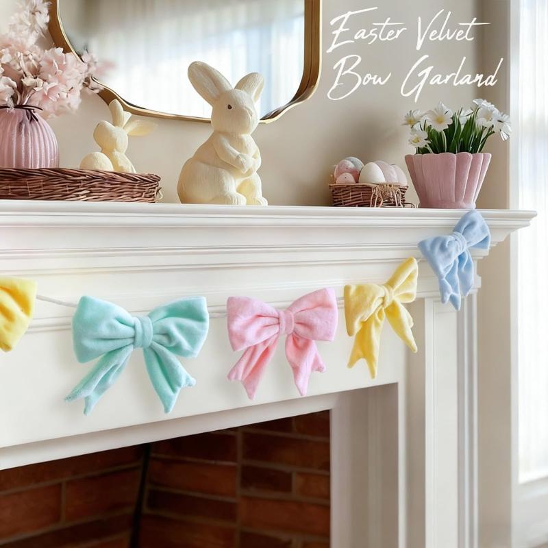 Soft Velvets Flower Bows Wreath Coquettes Birthday Decorations for Easters and Spring Party Decorations
