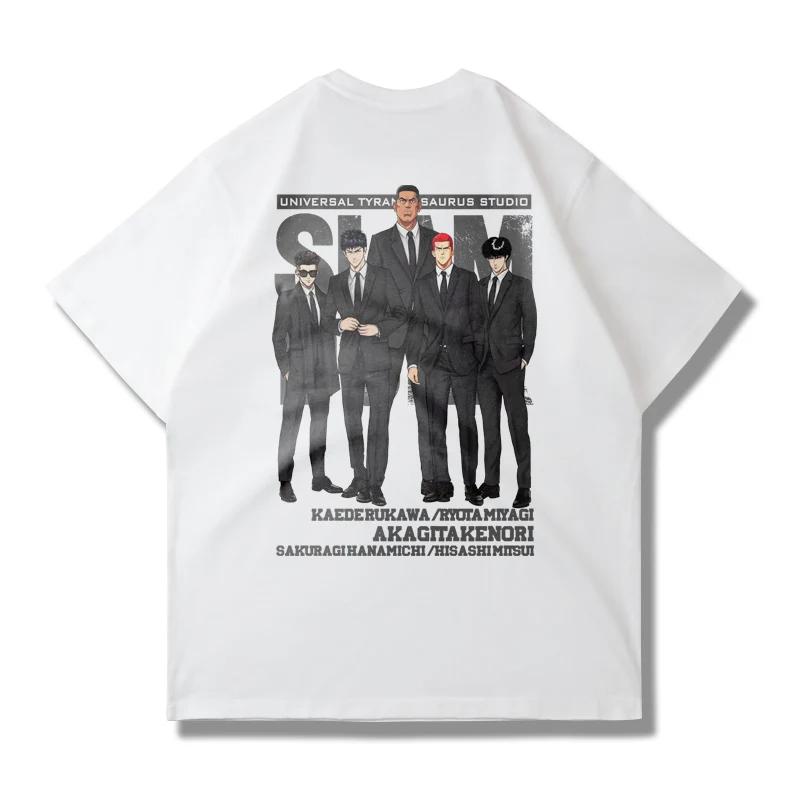 Japanese Anime Slam Dunk Master Big Movie Blockbuster Short Sleeve T-shirt Summer Loose 100% Cotton Sakura Ikebana