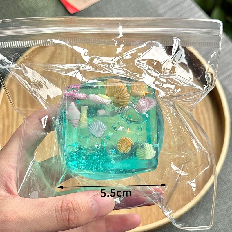 Kawaii Ocean Theme Slow Rebound Toy Ice Cube Shaped Stress Relief Squeeze Toy Creative Kids And Adults Squeeze Relax Gifts