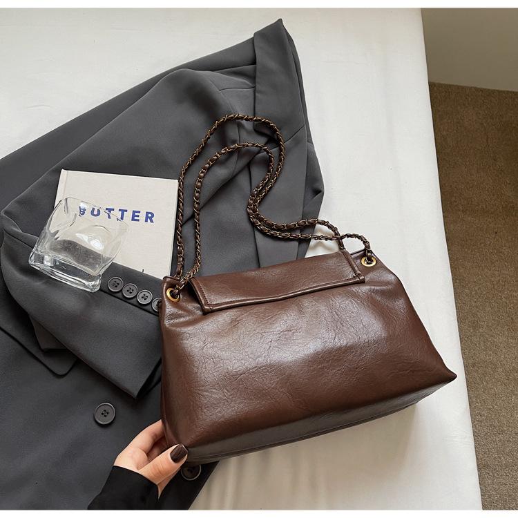 2025 Vintage PU Leather Women Crossbody Shoulder Bag - Spacious Underarm Purse with Chain, Office To Evening Clutch Purse Bag