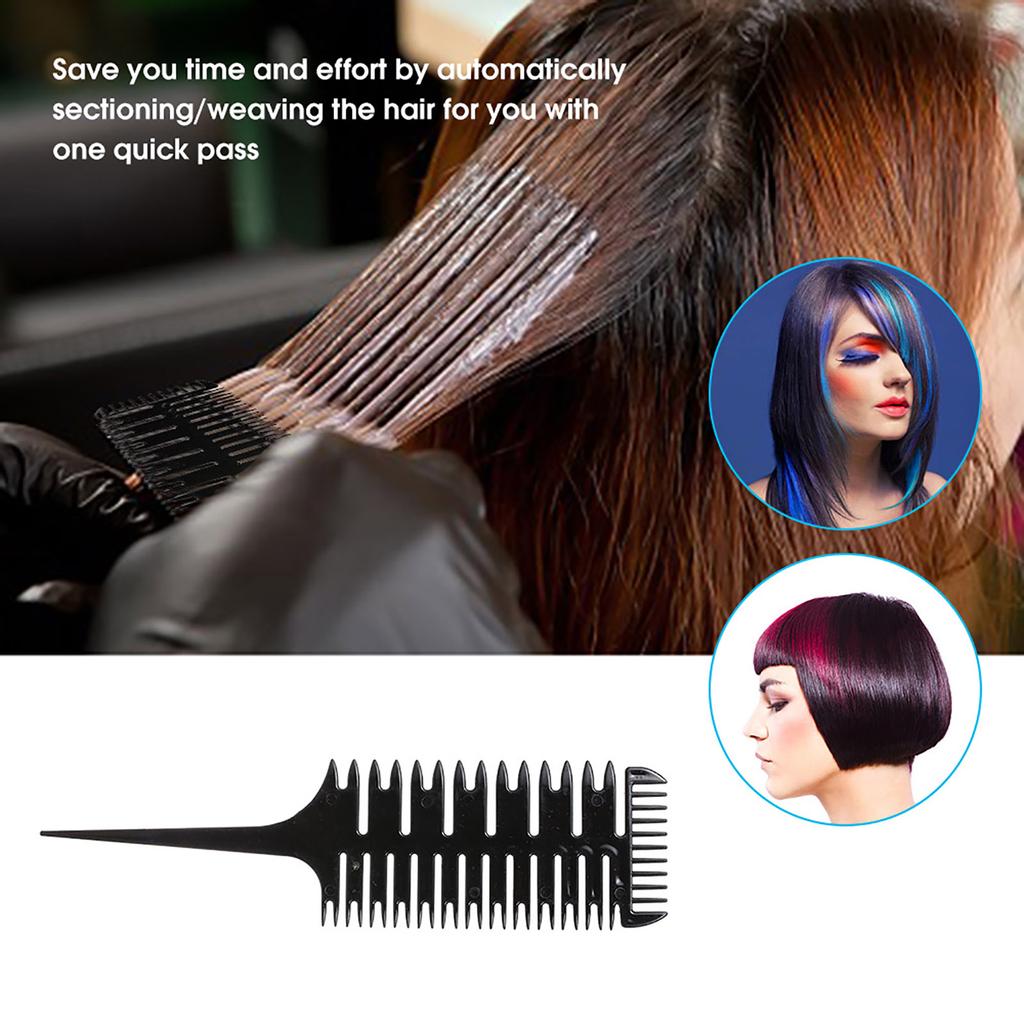 Hair Dyeing Comb 3 Way Sectioning Highlight Comb Professional Weave Weaving Comb Hair Dye Styling Tool For Salon Use