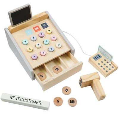 [Rocotto] Wooden Cash Register Set - Toy for Pretend Play, Shopkeeper, Food Safety Certified, Wooden Toy, Educational Toy for Children and Toddlers (0
