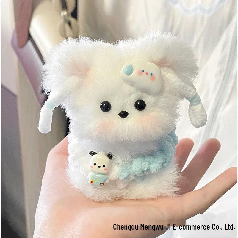 

Плюшевая кукла-щенок ручной работы, подарочный набор на день рождения, из шерсти, с кроличьим мехом и шениллом, для девушки