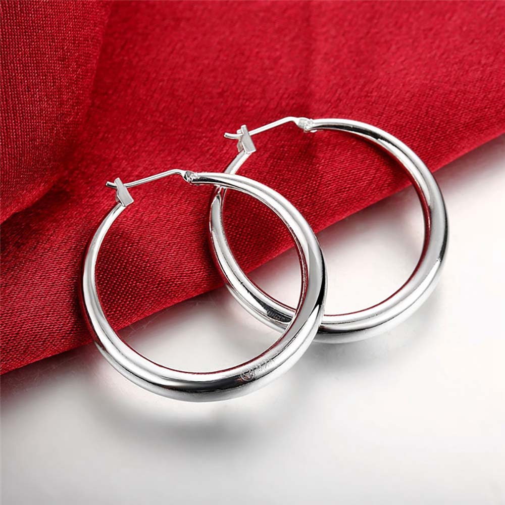 Satın alın Diameter 34mm Big Solid Circles Hoop Earrings For Women 925 ...