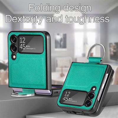 Składana konstrukcja Smukłe skórzane etui dopasowane do Samsunga Galaxy Z Flip 4 5g Flip4 Flip3 Flip 3 Uchwyt na palec Ochronne etui