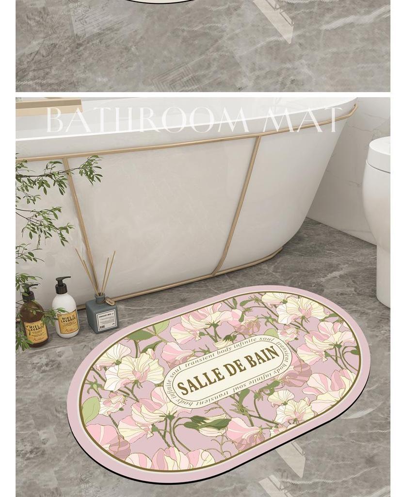 American Floral Diatomaceous Earth Bath Mat - Dirt-Resistant, Easy-Clean, Water-Absorbent, Fast-Drying.