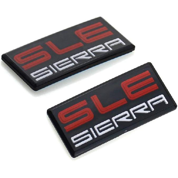 2pc Sierra SLE Pillar Cab Roof Side emblem 3D Badge Sticker Decal Replacement For 88-94 Yukon Suburban Sierra 1500HD 2500HD 3500HD (Black White Red) Black White Red