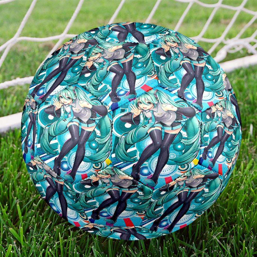 Miku Anime Indoor Soccer Ball Size 5 Colorful All Ages Machine Stitched PVC Competition Ready Durable High-Bounce
