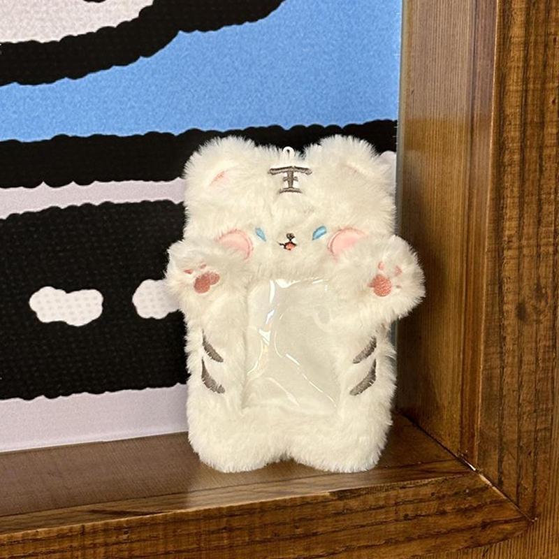 Süßer kleiner Tiger Plüsch Kartenhalter 3 Zoll Idol Fotokartenhalter Fotoaufbewahrung Schutzhülle Tasche Hängender Anhänger Mädchenhafte Geschenke