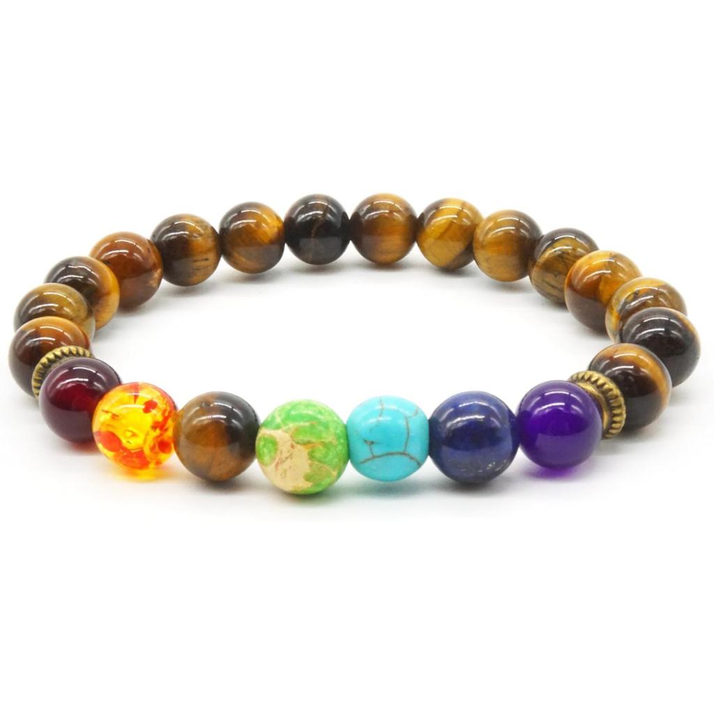 Volcanic stone colorful bracelet 8mm volcanic stone chalcedony beaded elastic rope bracelet natural volcanic stone colorful bracelet