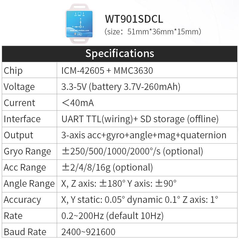 WitMotion WT901C485 9-Axis AHRS Inclinometer Acceleration+Gyro+Angle (XY 0.05° Accuracy)+Digital Compass, RS485 Modbus Protocol