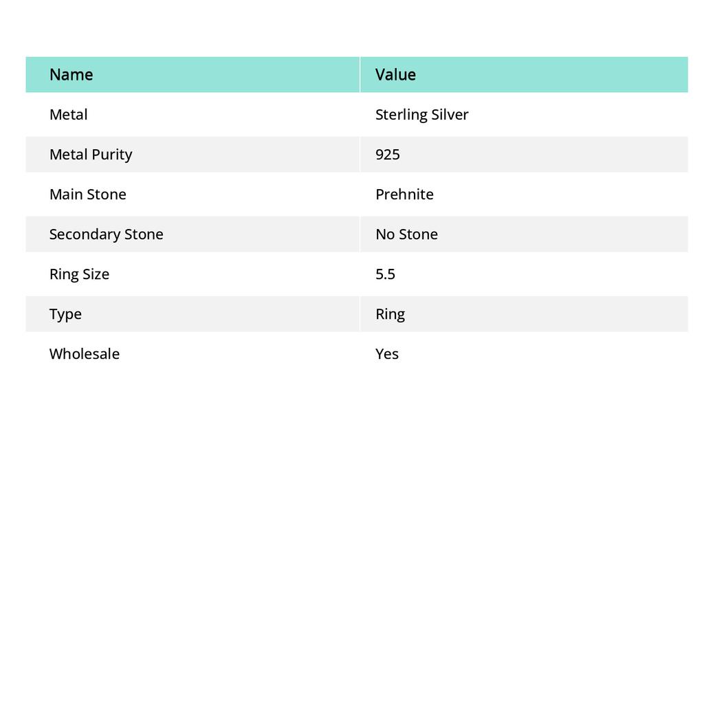 Inel din argint 925, piatră prețioasă naturală din prehnită, lucrată manual, dimensiune 5,5 R6p26