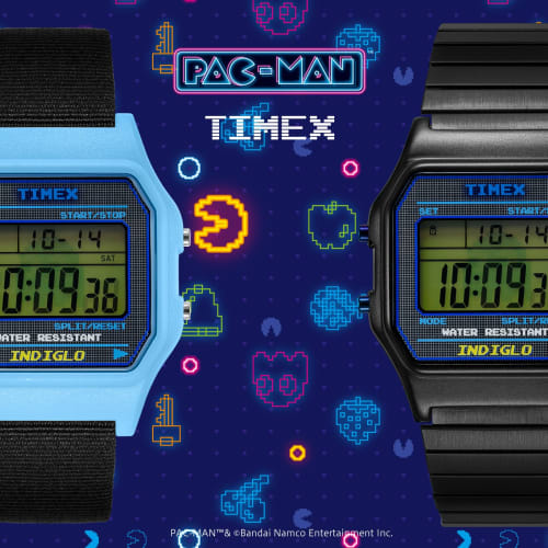 TIMEX Unisex Pac-Man Digital Watch, Light Blue Dial, Resin and Plastic, Quartz Movement, TW2V94100