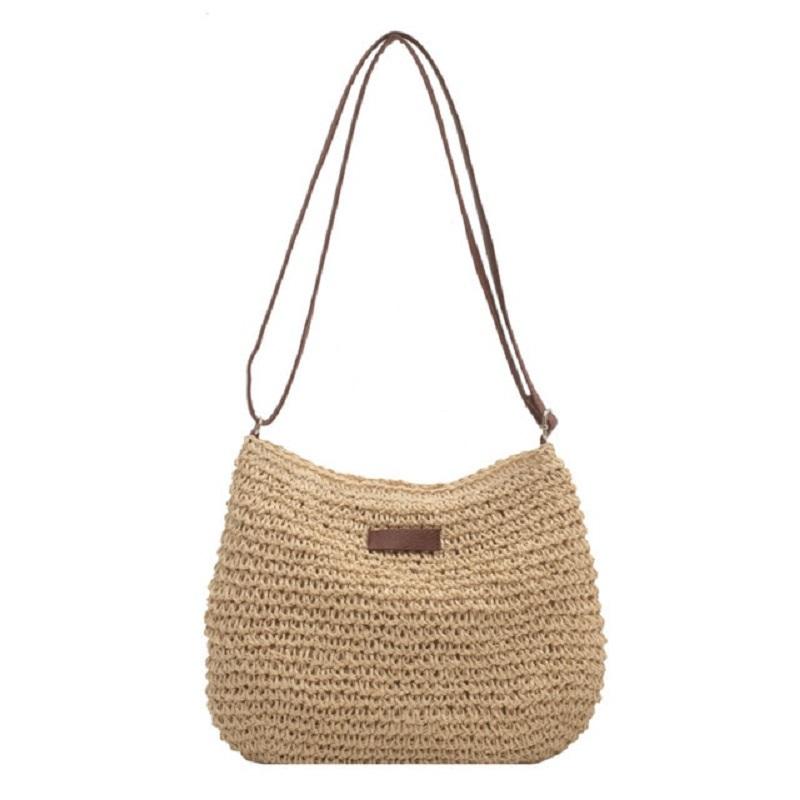 Dámská móda Letní slaměná crossbody kabelka Nákupy na pláži Tkaná kabelka přes rameno peněženky pro ženy