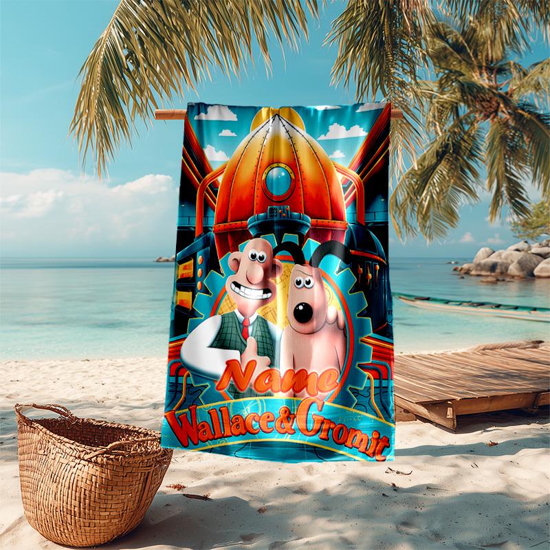 Personalized Customized Proof Beach Towel with Wallace and Gromit Pattern - Soft, Absorbent,quick-drying,perfect Swimming,camping&bathing
