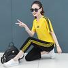 Sportowy Casualowy Letni Zestaw Damski - Luźny Krój, Modelujący Sylwetkę, Modny i Stylowy, Lekki Dwuczęściowy Zestaw na Lato