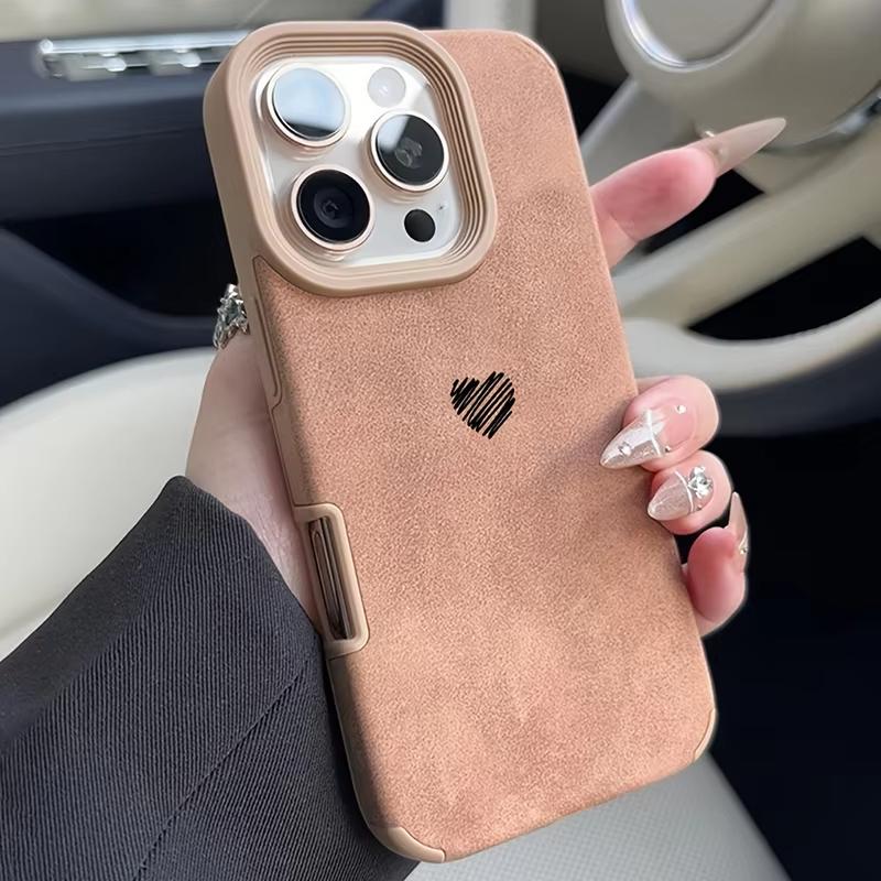 Black Line Love Heart Faux Leather Phone Case For iPhone 17 16 15 14 13 12 11 Pro Max Plus X XR XS Max 17 Air Shockproof Cover