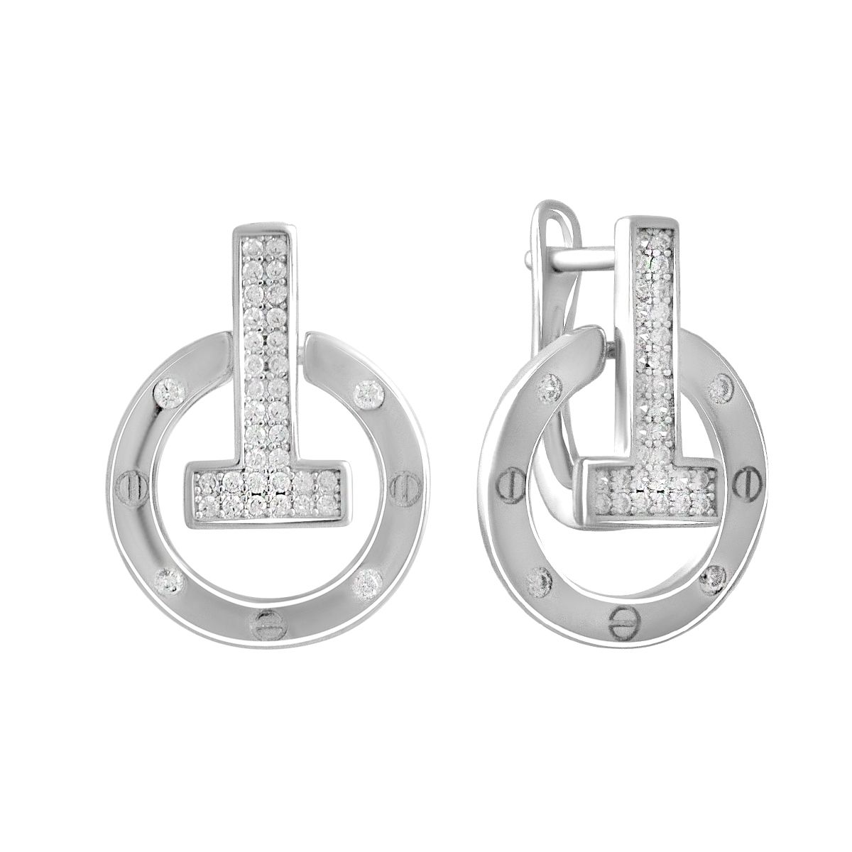 

Срібні сережки з фіанітами (2137139) білий