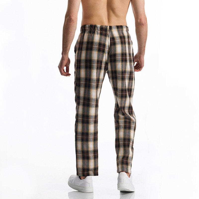 Men's Casual Pants Summer Autumn Checkered Print Pants Loose Fit Elastic Waistband with Drawstring Stylish and Comfortable
